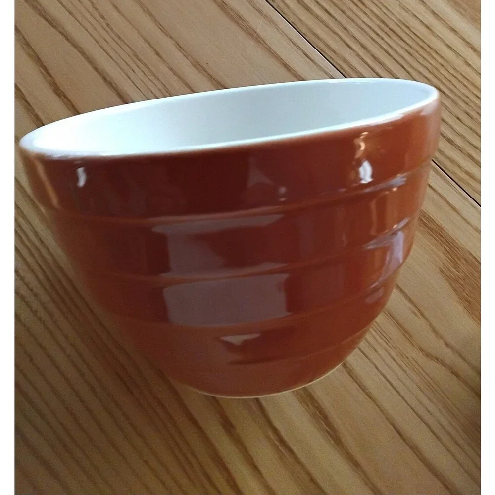 Crate & Barrel Fruit Dessert Bowl 6.25 Wide Burnt Orange Beehive Rib Excellent